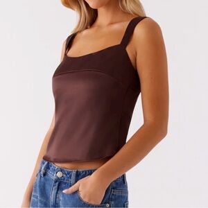 Peppermayo brown satin Lylah top
